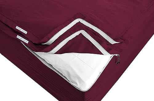 Pure Eco Easy Zipper Fitted Sheet - Includes 1 Fitted Sheet Base &amp; 2 Zip-On Sheets - 15” Inch. Deep Pockets Zipper Sheets Twin Size - 600 TC Soft Cotton Fitted Sheet - Baige