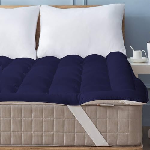 1000 GSM Mattress Topper Queen Size,Mattress Pad (8-22" Depth) Fits, Microfiber Pad Cover, Mattress Pads, Extra Thick Cooling Queen Size Bed Mattress Topper 60"x80" Inches White
