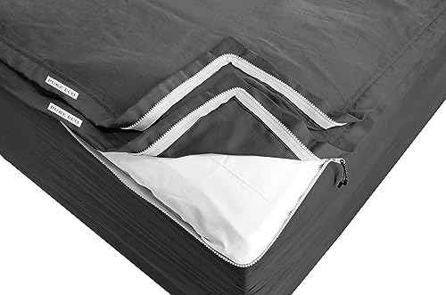 Pure Eco Easy Zipper Fitted Sheet - Includes 1 Fitted Sheet Base &amp; 2 Zip-On Sheets - 15” Inch. Deep Pockets Zipper Sheets Twin Size - 600 TC Soft Cotton Fitted Sheet - Baige