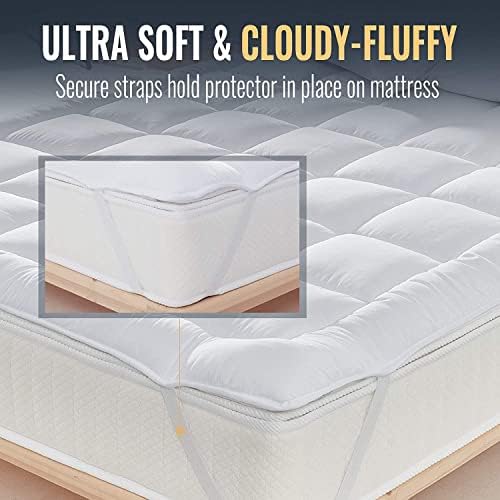 1000 GSM Mattress Topper Queen Size,Mattress Pad (8-22" Depth) Fits, Microfiber Pad Cover, Mattress Pads, Extra Thick Cooling Queen Size Bed Mattress Topper 60"x80" Inches White