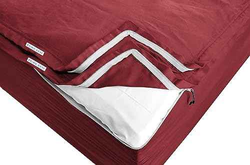Pure Eco Easy Zipper Fitted Sheet - Includes 1 Fitted Sheet Base &amp; 2 Zip-On Sheets - 15” Inch. Deep Pockets Zipper Sheets Twin Size - 600 TC Soft Cotton Fitted Sheet - Baige