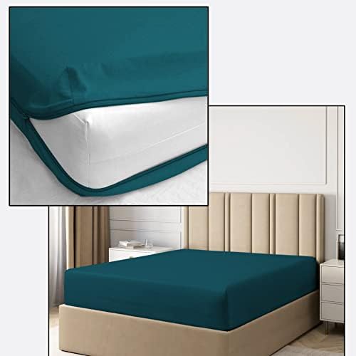 Zip On Sheets King Size Zipper Fitted Sheet - Includes 1 Fitted Base + 2 Zip On Sheet - Upto 16” Inch Deep Pockets - Easy to Use, Won’t Pop Off - Soft Microfiber King Size 78X80 - White