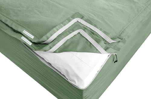 Zipper Fitted Sheet - Includes 1 Fitted Sheet Base &amp; 2 Zip-On Sheets - Upto 16” in. Deep Pockets King Size Zipper Fitted Sheet - Easy to Change, Sateen Cotton 600 TC Fitted Sheet - White