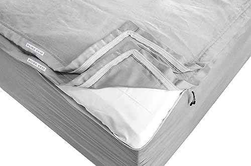 Pure Eco Easy Zipper Fitted Sheet - Includes 1 Fitted Sheet Base &amp; 2 Zip-On Sheets - 15” Inch. Deep Pockets Zipper Sheets Twin Size - 600 TC Soft Cotton Fitted Sheet - Baige