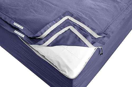 Pure Eco Easy Zipper Fitted Sheet - Includes 1 Fitted Sheet Base &amp; 2 Zip-On Sheets - 15” Inch. Deep Pockets Zipper Sheets Twin Size - 600 TC Soft Cotton Fitted Sheet - Baige