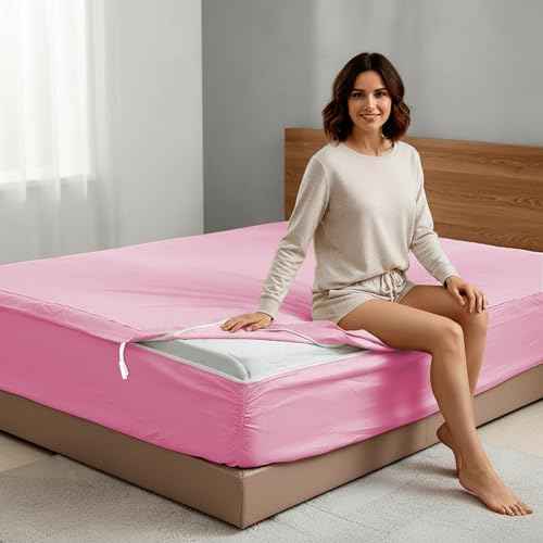 Zipper Fitted Sheet - Includes 1 Fitted Sheet Base &amp; 2 Zip-On Sheets - Upto 16” in. Deep Pockets King Size Zipper Fitted Sheet - Easy to Change, Sateen Cotton 600 TC Fitted Sheet - White