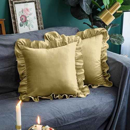 Microfiber Ruffle Pillow Shams Standard Size Set of 2, 20X26 - Solid Ruffled Fringe Design Pillow Cases Soft &amp; Breathable - Unique Collection Decorative Pillow Covers 20X26 - Sky Blue