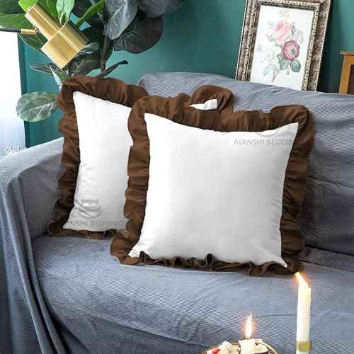Microfiber Ruffle Pillow Shams Standard Size Set of 2, 20X26 - Solid Ruffled Fringe Design Pillow Cases Soft &amp; Breathable - Unique Collection Decorative Pillow Covers 20X26 - Sky Blue