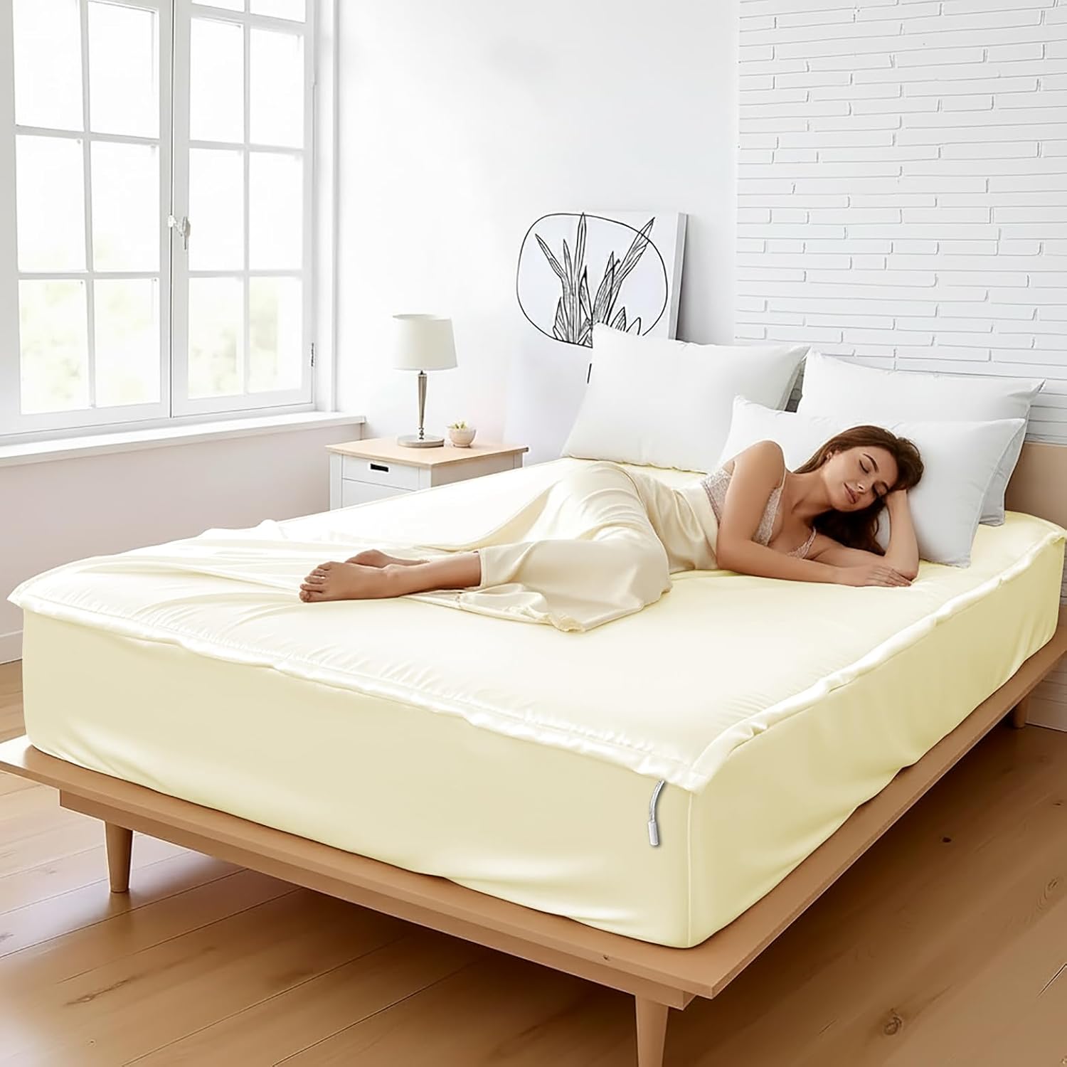 Zipper Fitted Sheet Soft Silk