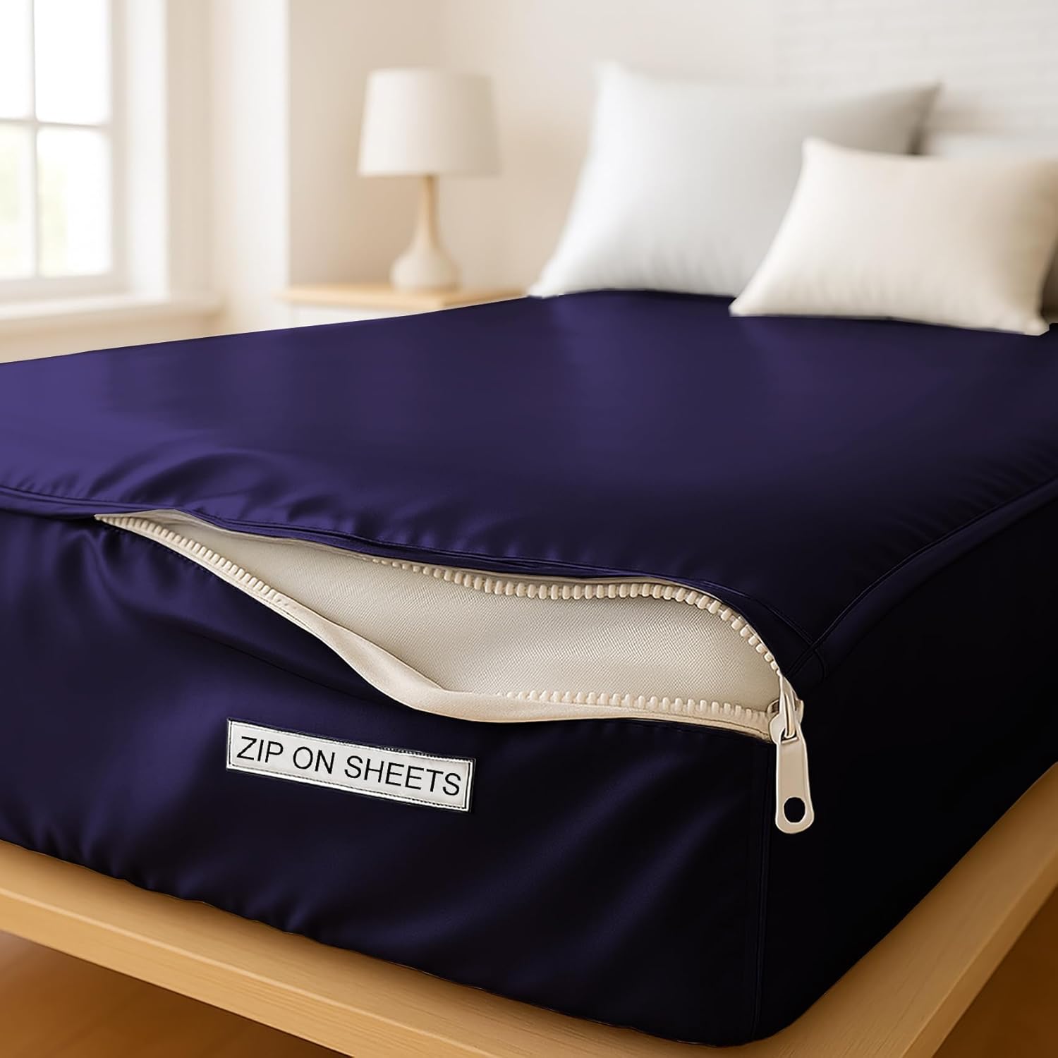 Zipper Fitted Sheet Soft Silk