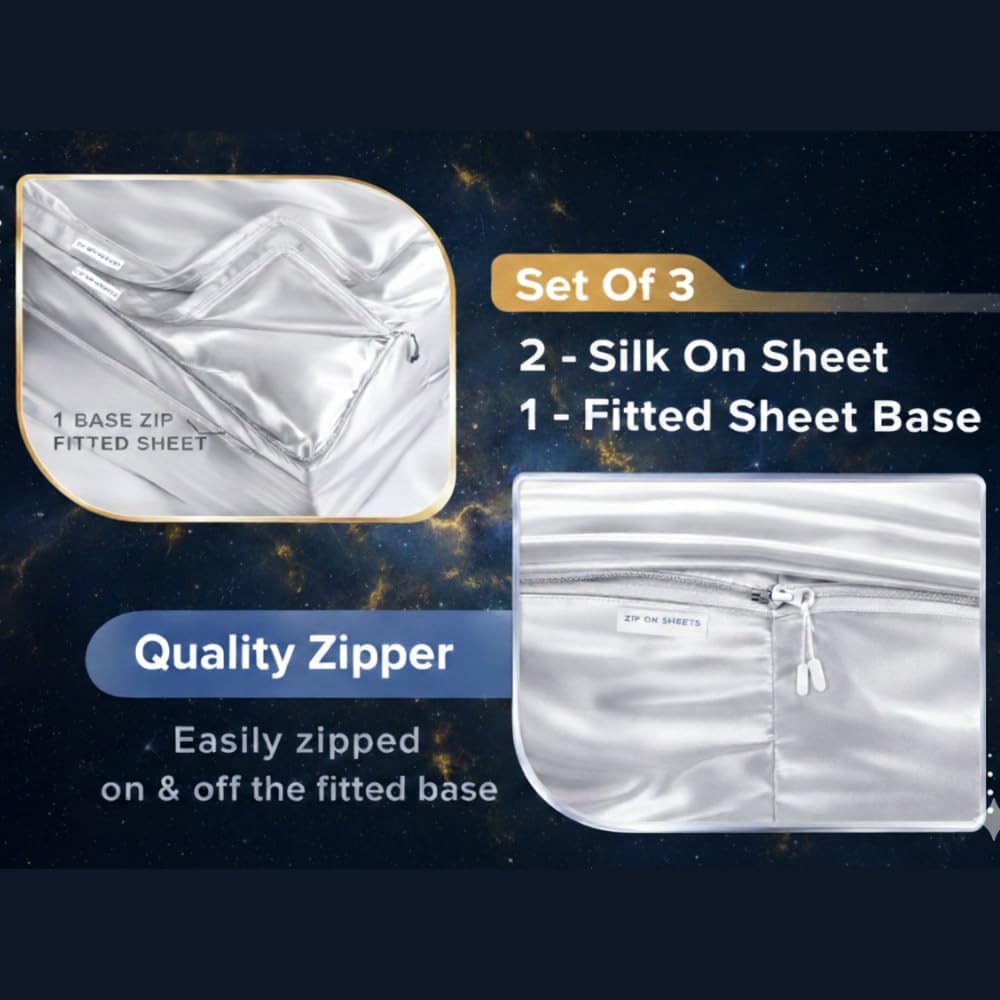 Zipper Fitted Sheet Soft Silk