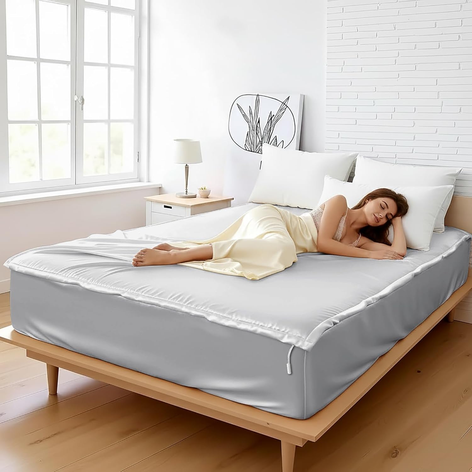 Zipper Fitted Sheet Soft Silk