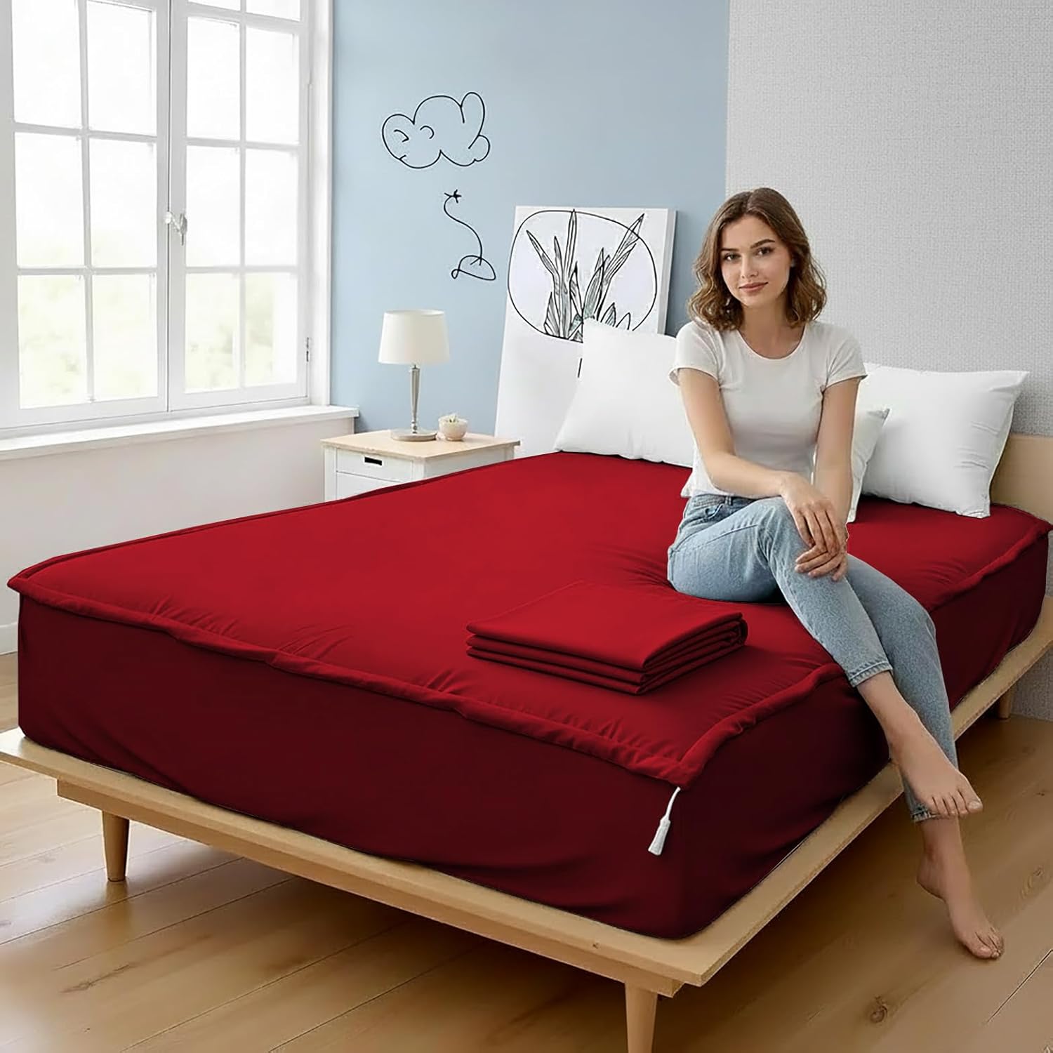 Zipper Fitted Sheet Soft Cotton
