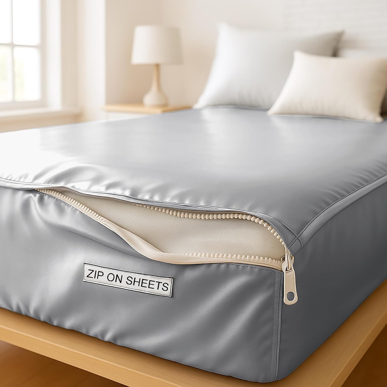 Zipper Fitted Sheet Soft Silk