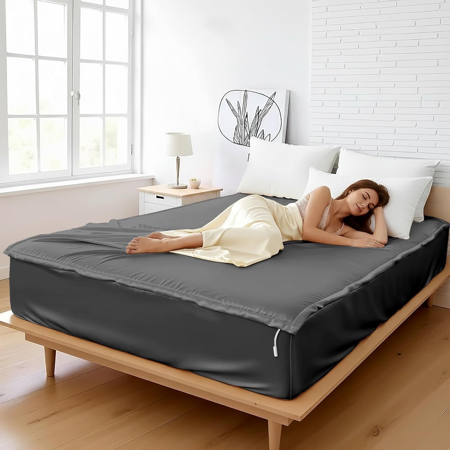 Zipper Fitted Sheet Soft Silk