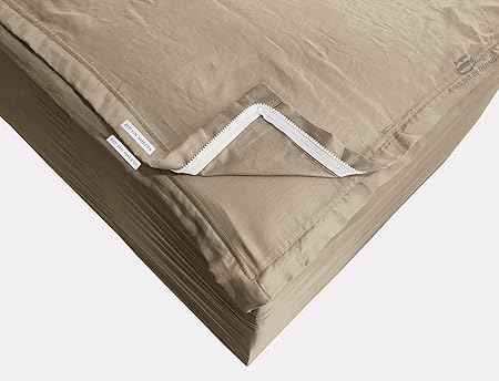Cotton Zip On Fitted Sheet King - 2 Zip Sheets &amp; 1 Fitted Sheet Base - Upto 16' Deep Pocket King Size Zipper Sheets - Soft &amp; Luxury 600 TC 100% Cotton - Taupe