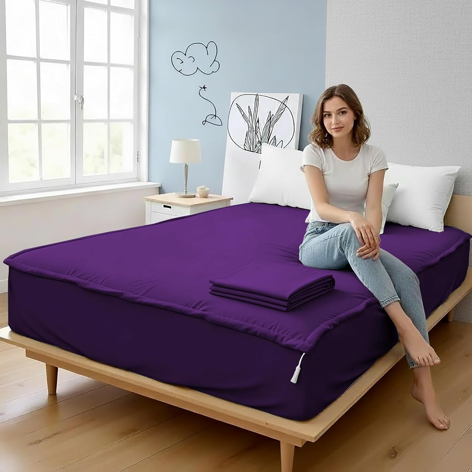 Zipper Fitted Sheet Soft Cotton