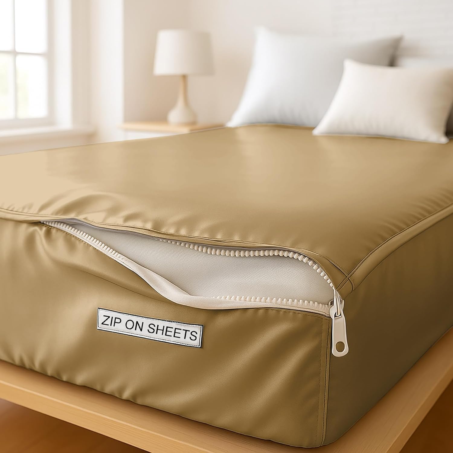Zipper Fitted Sheet Soft Silk
