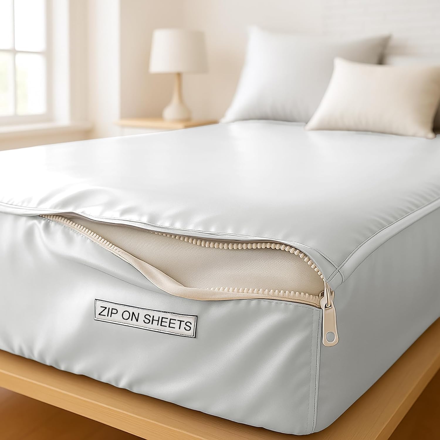 Zipper Fitted Sheet Soft Silk