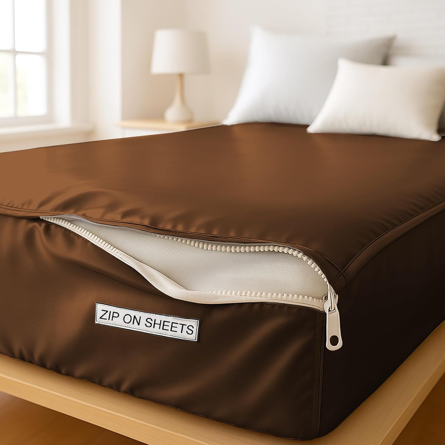 Zipper Fitted Sheet Soft Silk