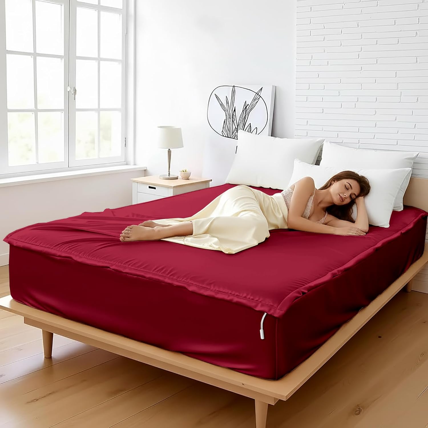 Zipper Fitted Sheet Soft Silk