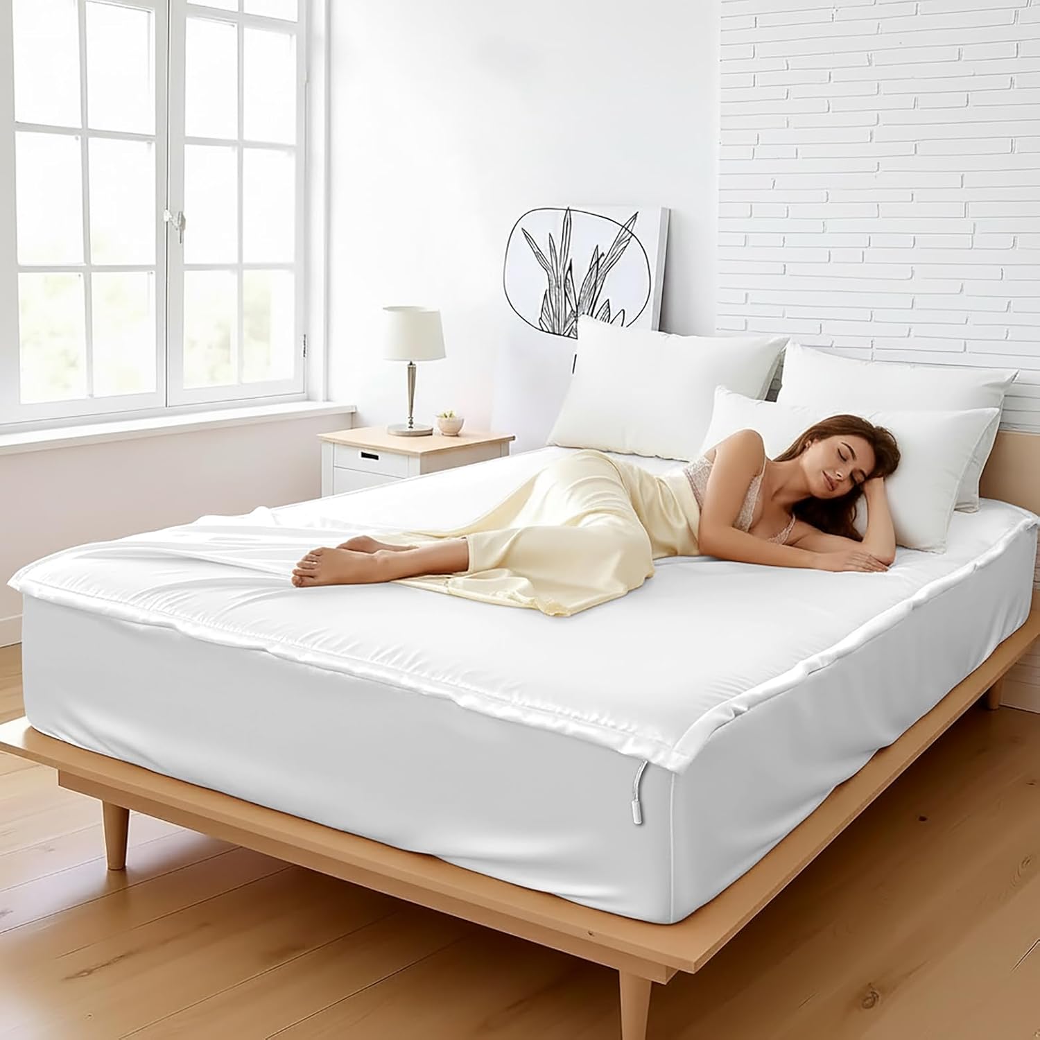Zipper Fitted Sheet Soft Silk
