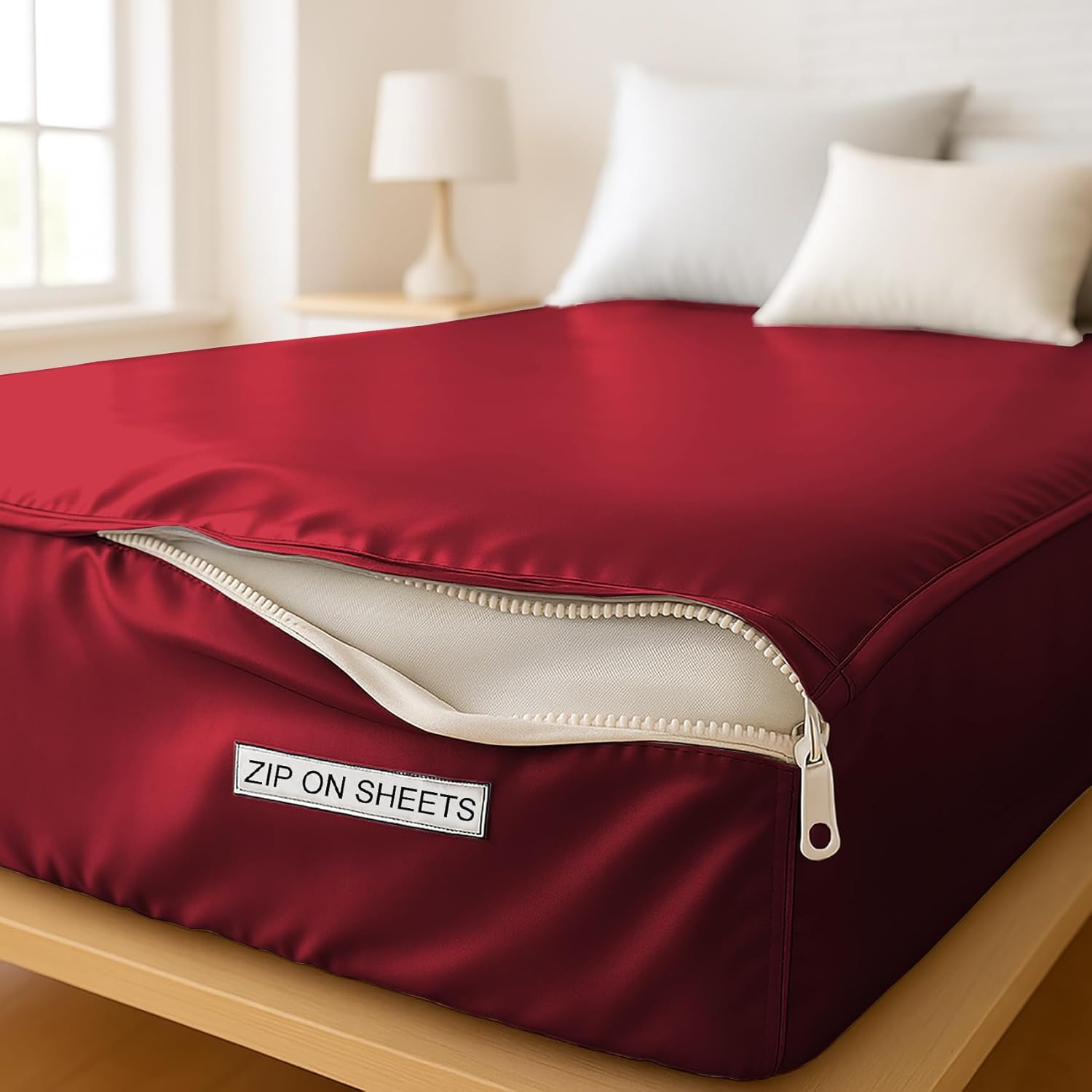 Zipper Fitted Sheet Soft Silk