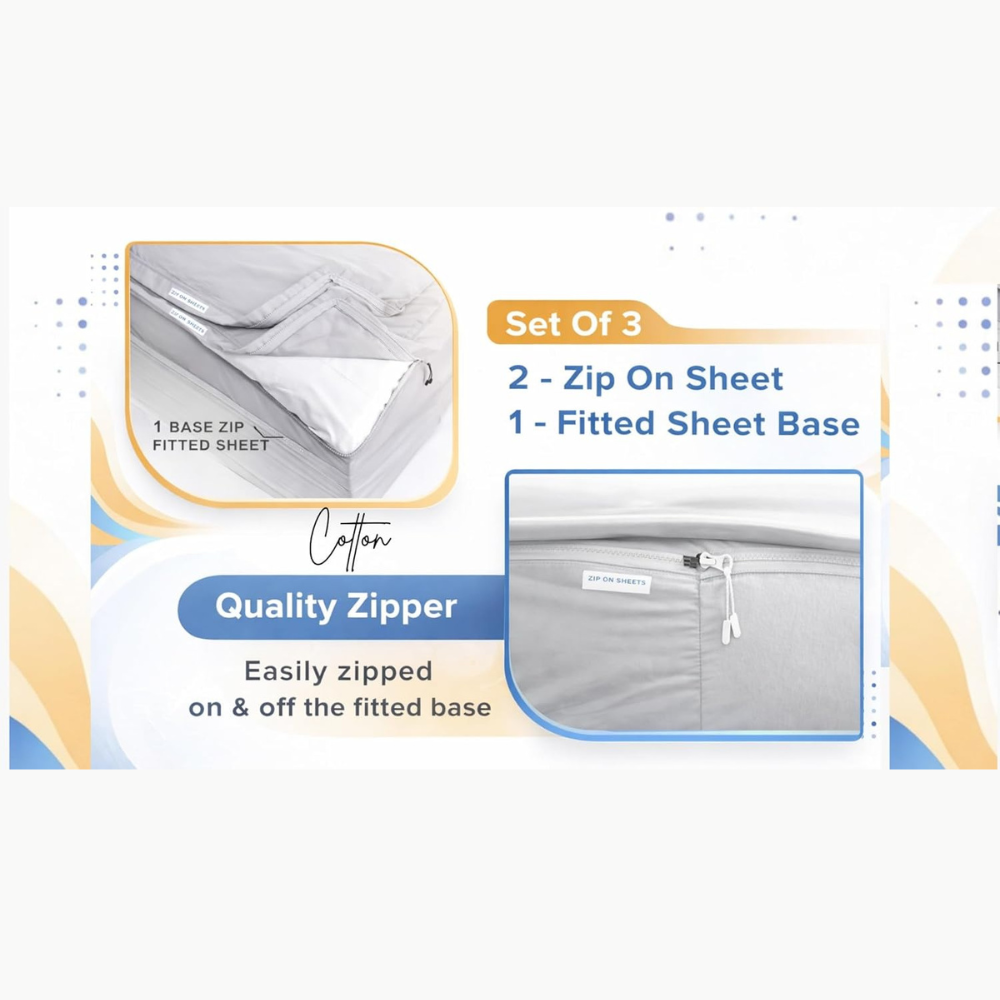 Zipper Fitted Sheet Soft Cotton