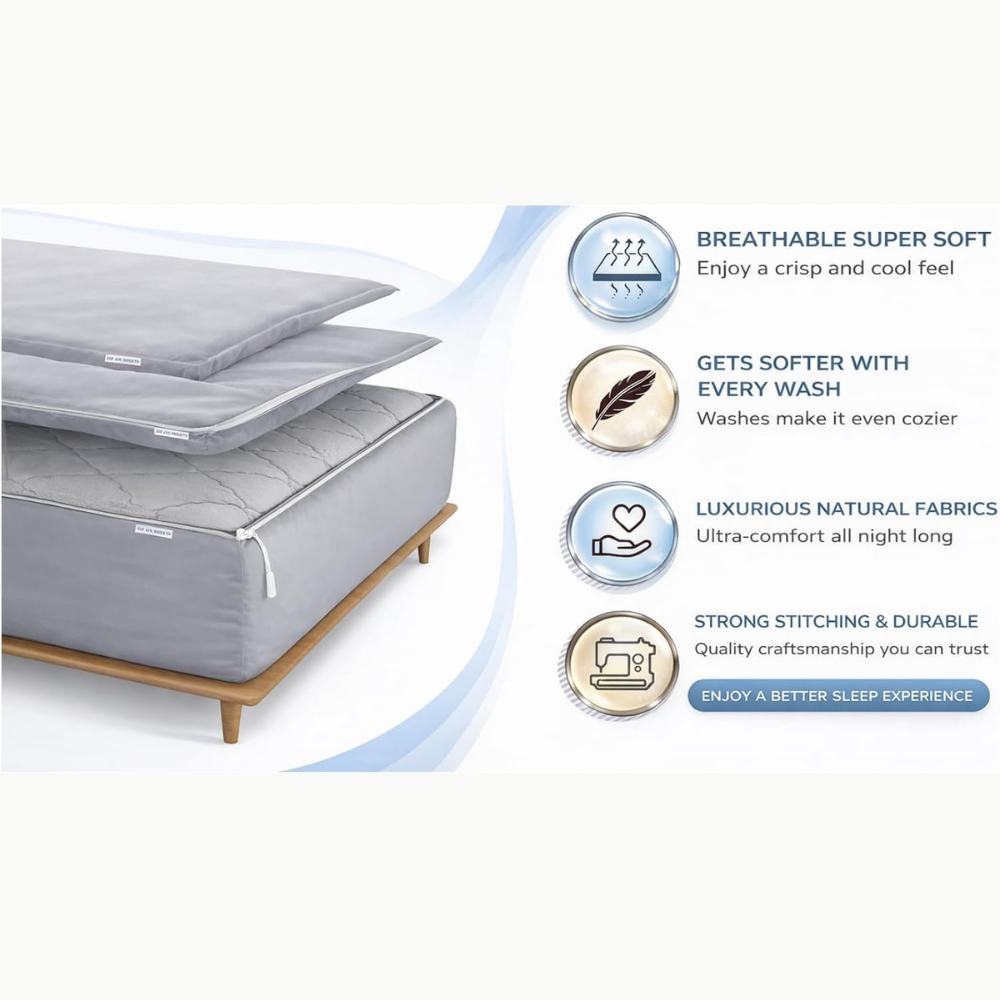 Zipper Fitted Sheet Soft Cotton