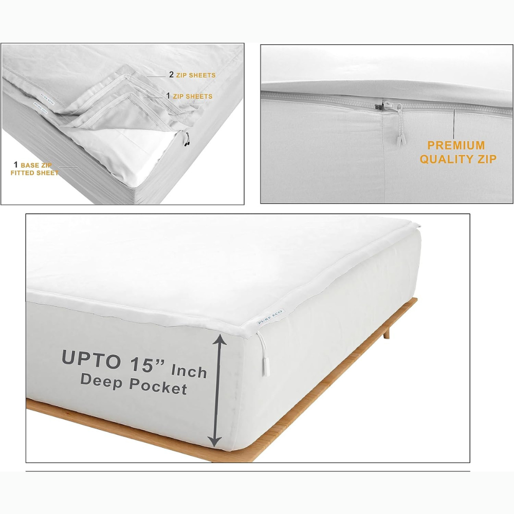 Zipper Fitted Sheet Soft Microfiber